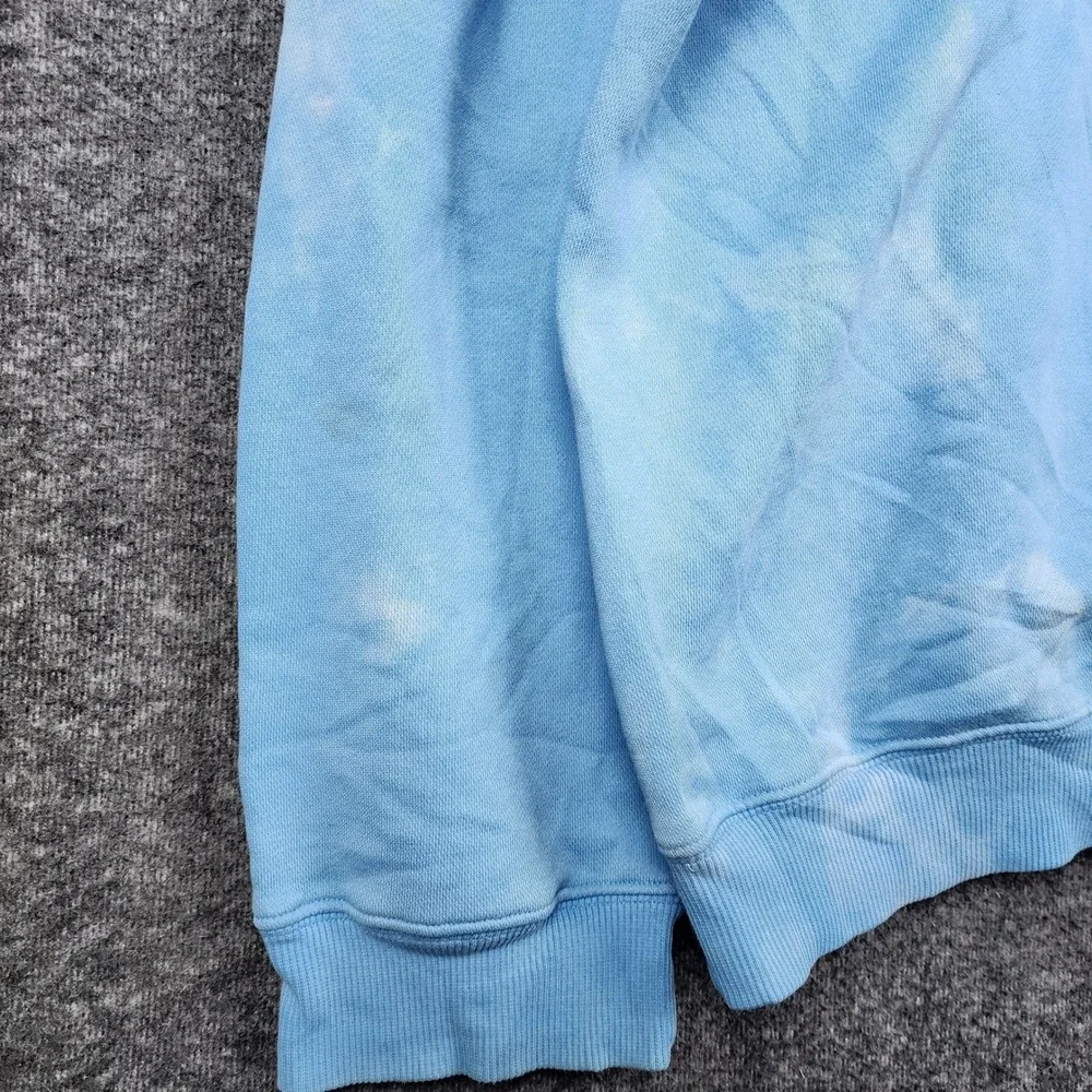 Adidas Hoodie Mens 2XL Blue Tie Dye Acid Wash Embroidered Box‎ Logo Pullover